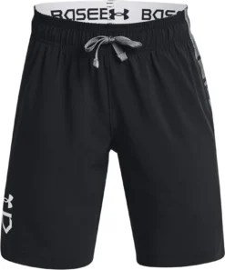 Under Armour Boys' Yard Baseball Shorts 12 Under Armour Boys' Yard Baseball Shorts -Rawling Baseball Shop 1367918 001 BlackPitchGrayWhite FRT