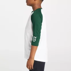 Under Armour Youth Classic 3/4 Sleeve Baseball Shirt -Rawling Baseball Shop 1375661 301 WhiteForestGreen MODSDE