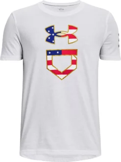 Under Armour Boys' Freedom Icon Baseball T-Shirt -Rawling Baseball Shop 1377688 100 WhiteModGray FRT