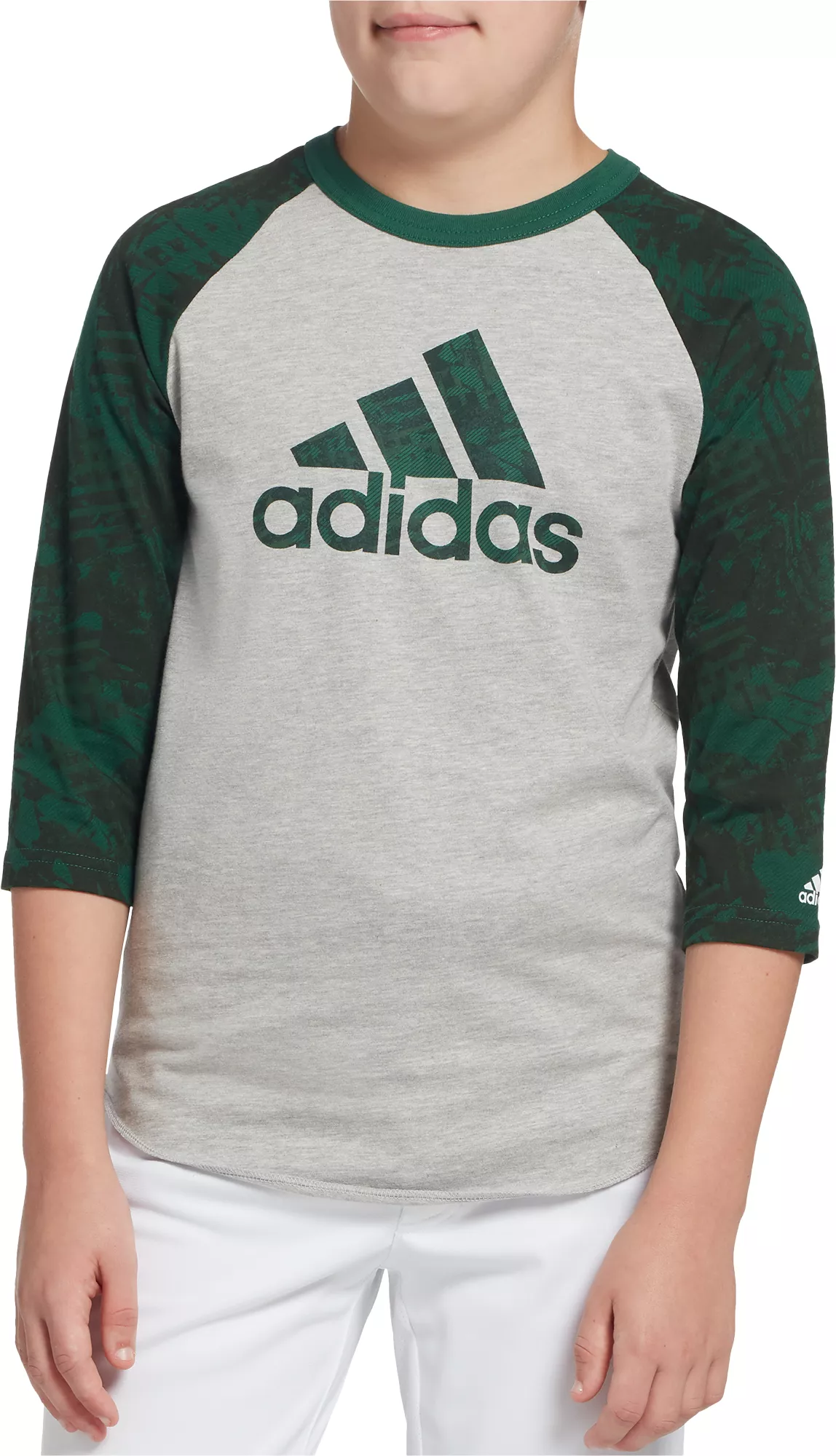 Adidas Boys' Triple Stripe Printed ¾ Sleeve Baseball Graphic Shirt 3 Adidas Boys' Triple Stripe Printed ¾ Sleeve Baseball Graphic Shirt