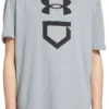 Under Armour Boys' Baseball Plate T-Shirt 1 Under Armour Boys' Baseball Plate T-Shirt -Rawling Baseball Shop 22UARBBPLTSSTFW22BBA Steel Light Heather Black