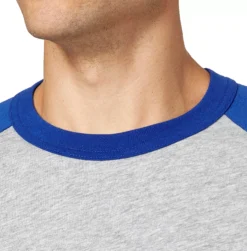 Adidas Men's Triple Stripe ¾ Sleeve Heather Baseball Shirt -Rawling Baseball Shop BBA00104H BlueSurf DET alt1