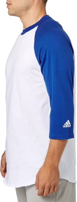 Adidas Adult Triple Stripe ¾ Sleeve Baseball Practice Shirt -Rawling Baseball Shop BBA00104 SurfTheWeb SDE