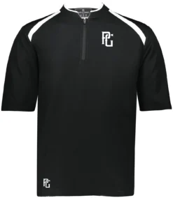 Perfect Game Men's Clubhouse Short Sleeve Pullover -Rawling Baseball Shop PGW581 B422XL BlackWhite FRT